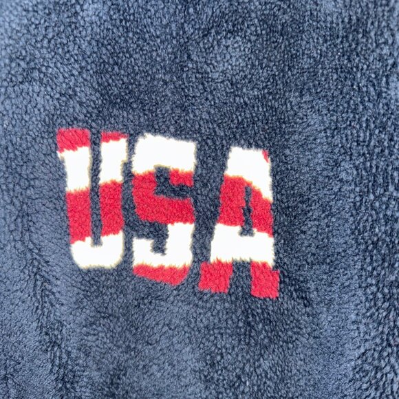 Bear Ridge Vtg Full Zip USA Flag patriot Heavy Fleece Jacket L - Picture 2 of 5